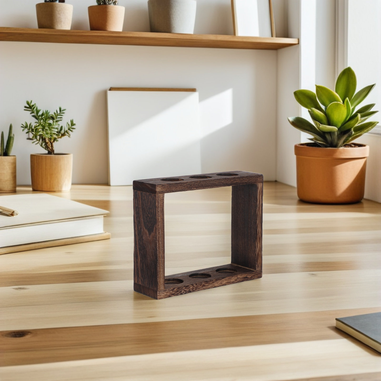 Propagation Station Vase - Tisch-Hydrokultur-Pflanzgestell für 3 Glas-Reagenzgläser, Paulownia-Holz, Vermehrungsstation,